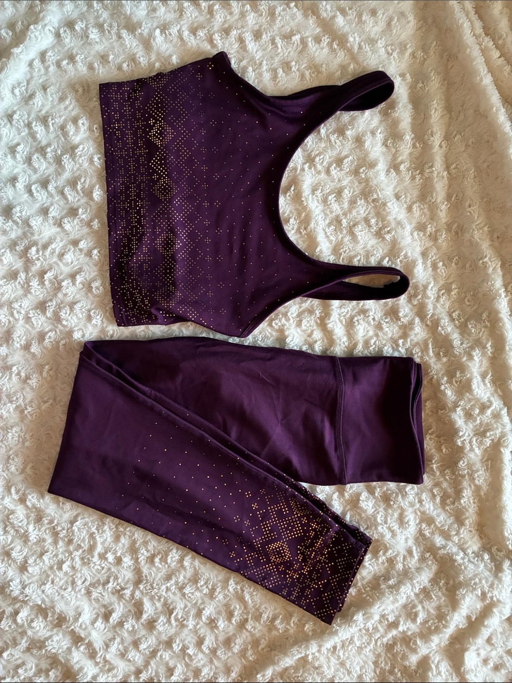 Deep Purple Sparkle High-Waist Leggings with Matching Sports Bra